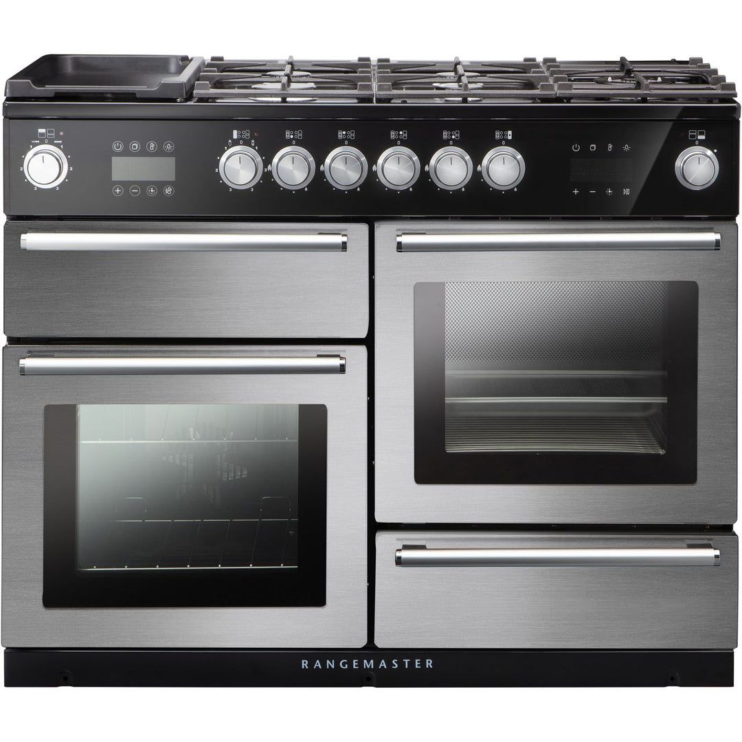Rangemaster Nexus Steam NEX110SODFFSS/C 110cm wide Dual Fuel Range Cooker with Gas Hob - Stainless Steel