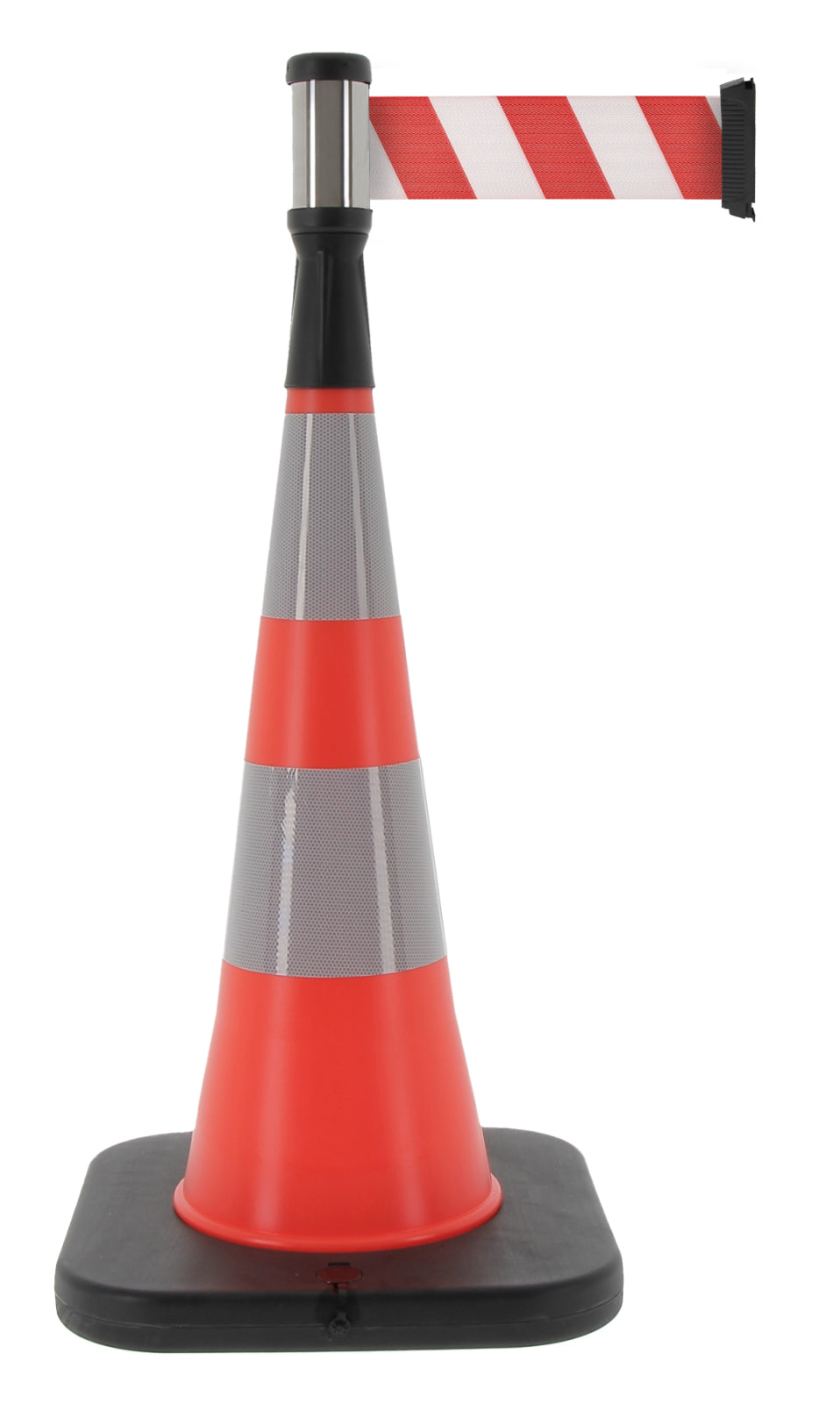 TieDex UK White, Red 1 m Safety Cone with Strap Reel