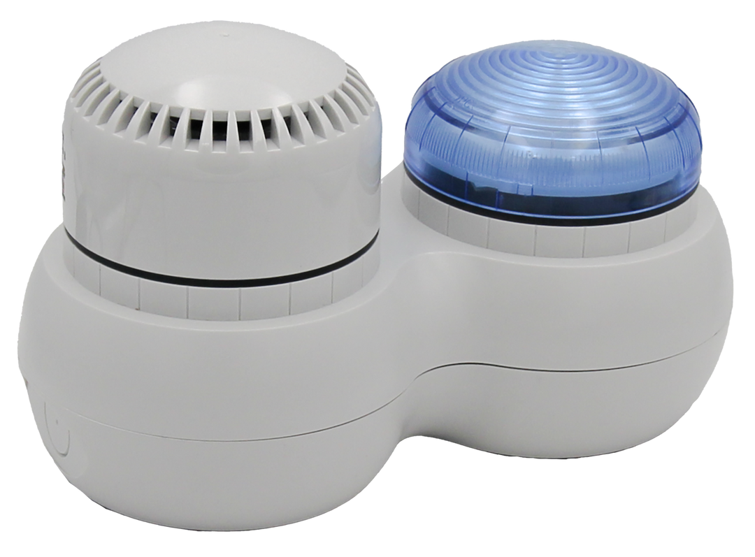 TieDex UK Blue Beacon-Sounder Combination, IP66 240V ac Bracket, Screw 105 dB @ 1m