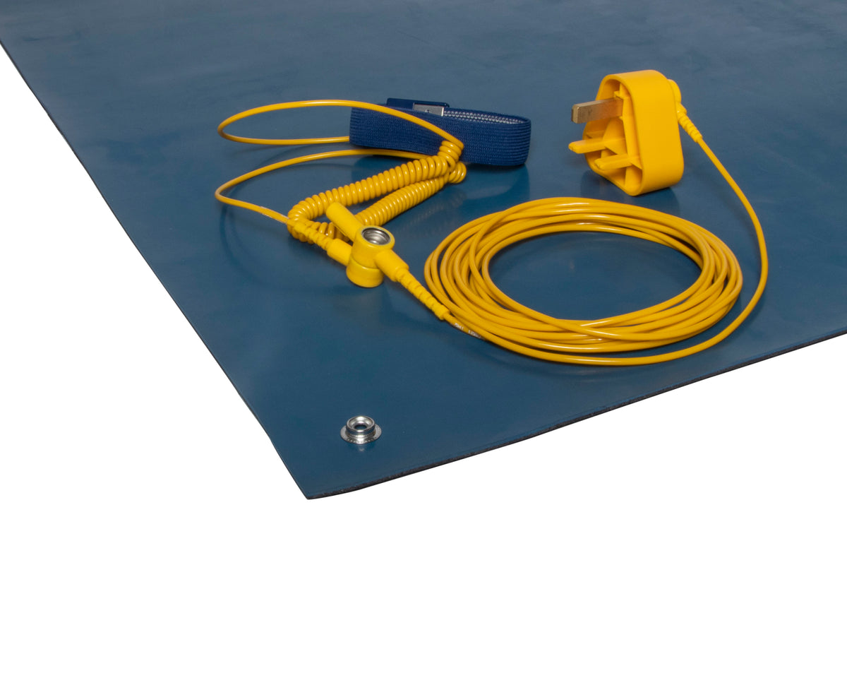 TieDex UK Blue ESD-Safe Mat Bench, Floor, 10 m x 600mm x 2 mm