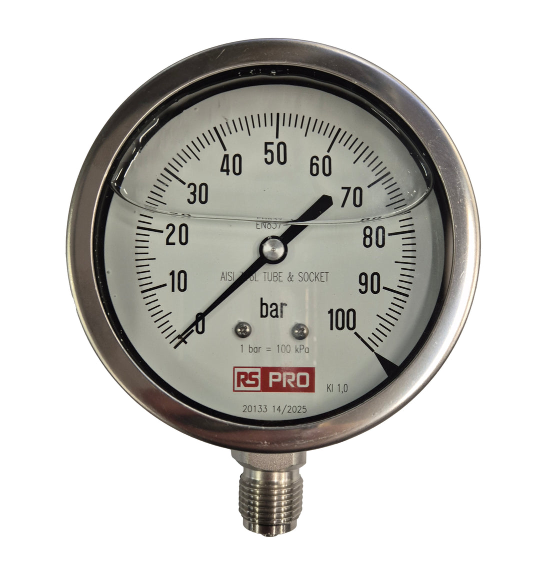 TieDex UK, 100 mm BSP 1/2 in 1/2 in BSP Pressure Gauge, 100 bar, RSCAL