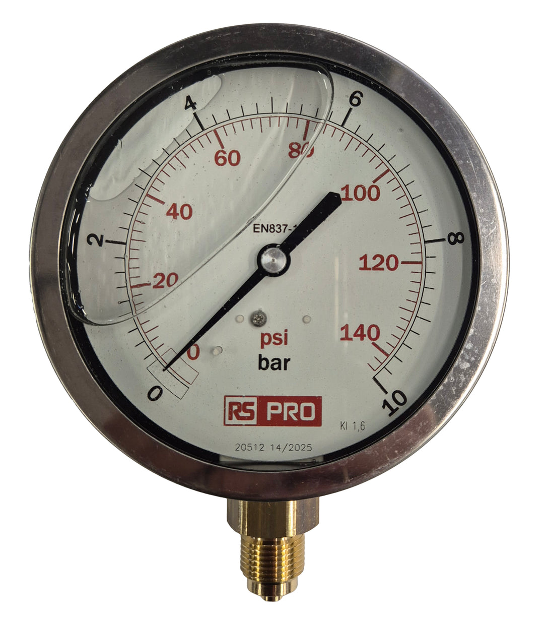 TieDex UK, 100 mm BSP 3/8 in 3/8 in BSP Pressure Gauge, 10 bar, RSCAL