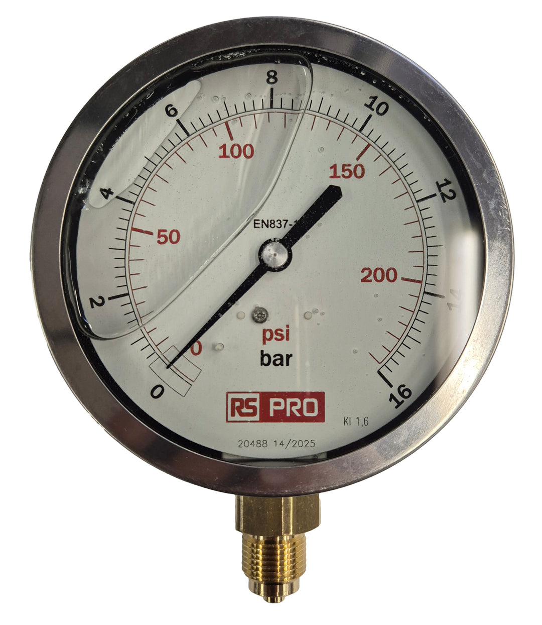 TieDex UK, 100 mm BSP 3/8 in 3/8 in BSP Pressure Gauge, 16 bar, RSCAL