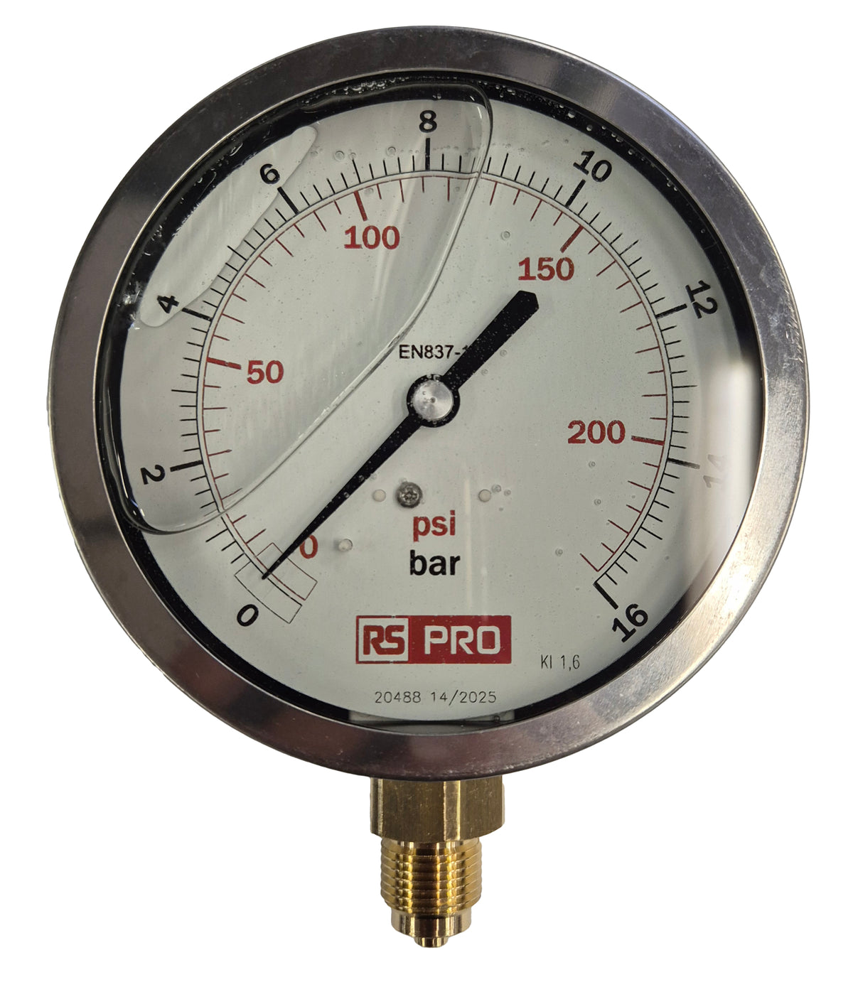 TieDex UK, 100 mm BSP 3/8 in 3/8 in BSP Pressure Gauge, 16 bar, RSCAL