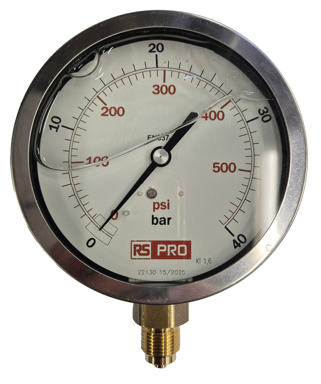 TieDex UK, 100 mm BSP 3/8 in 3/8 in BSP Pressure Gauge, 40 bar, UKAS