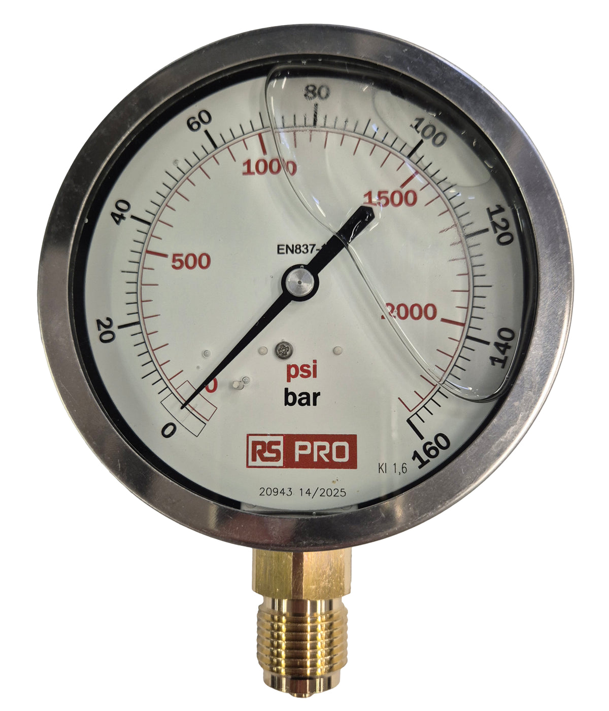 TieDex UK, 100 mm BSP 1/2 in 1/2 in BSP Pressure Gauge, 160 bar, RSCAL