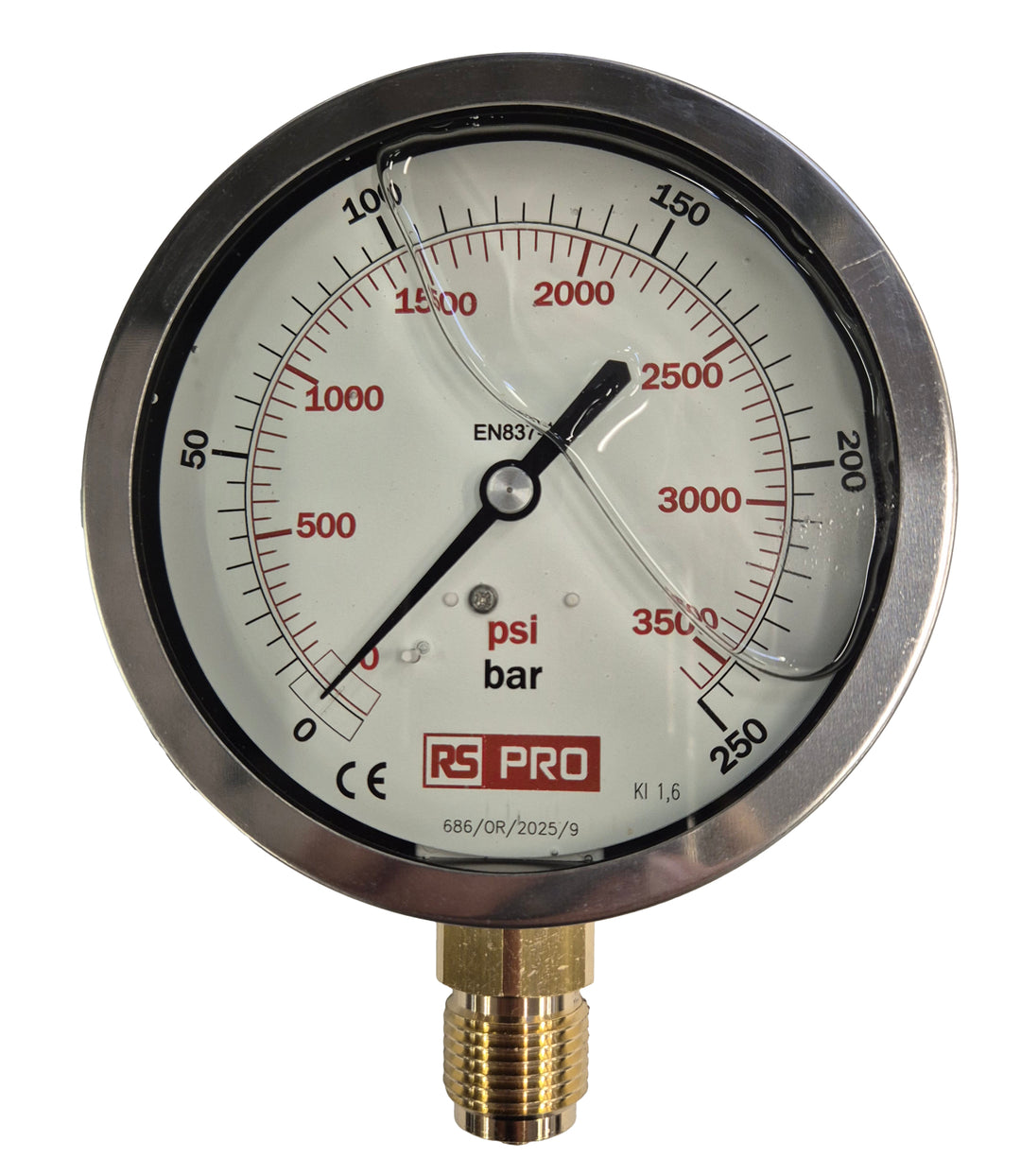 TieDex UK, 100 mm BSP 1/2 in 1/2 in BSP Pressure Gauge, 250 bar, RSCAL