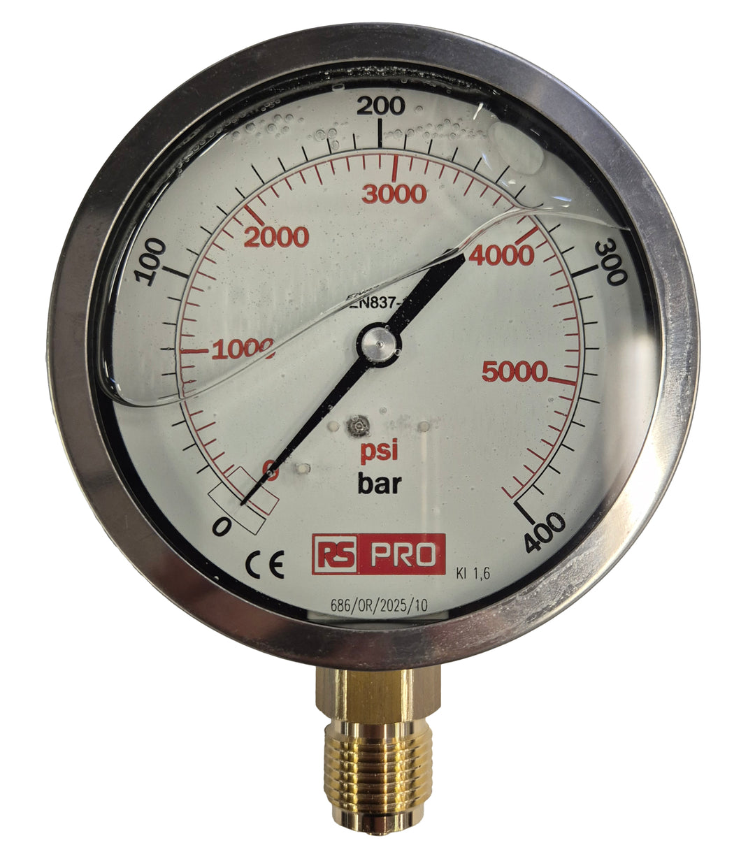 TieDex UK, 100 mm BSP 1/2 in 1/2 in BSP Pressure Gauge, 400 bar, RSCAL
