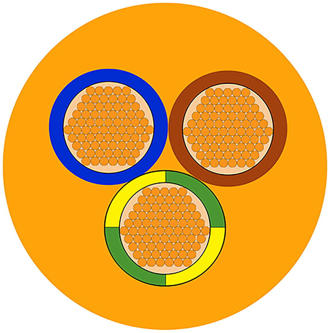 TieDex UK 3 Core Power Cable, Orange 1.25mm² 70 °C, 100 m Polyvinyl Chloride