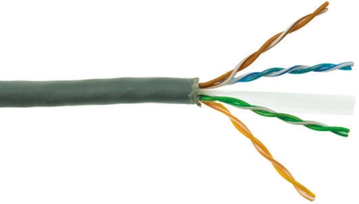 TieDex UK Cat6 Ethernet Cable, 305 m, Grey Unterminated Unterminated, U/UTP PVC