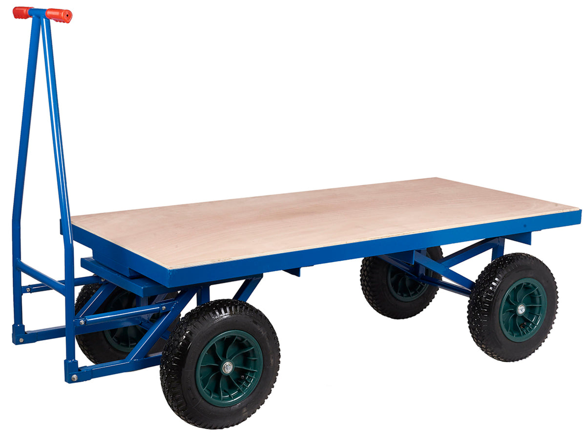 TieDex UK Flatbed Polyurethane Platform Trolley, 500 kg Load, 505 mm 1.5m, 760 mm