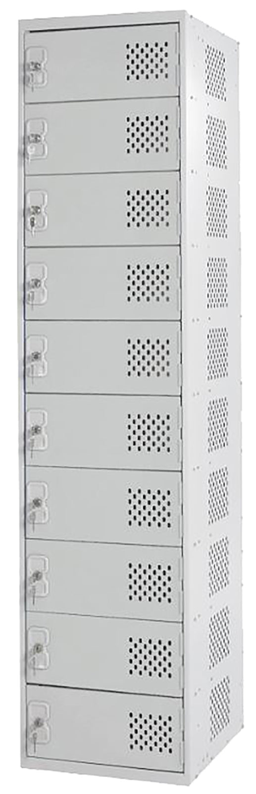TieDex UK 10 Door Ventilated Mild Steel Grey Laptop Charging Locker, 1.8 m x 450 mm x 450 mm