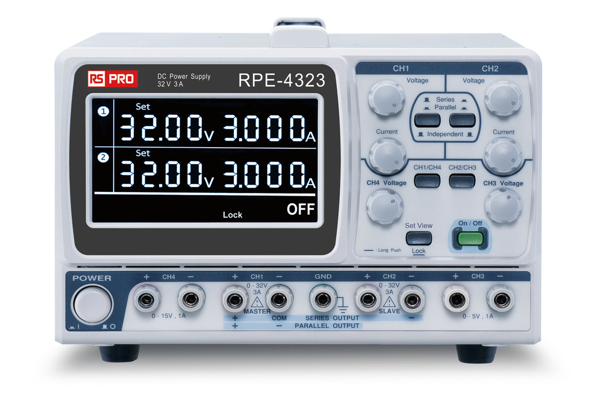 TieDex UK Digital Bench Power Supply, 4-Output 0 V ac to 32V, 212 W, 3 A Max, RSCAL