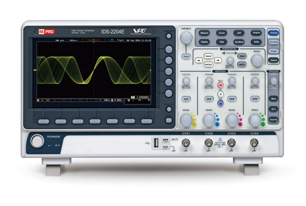 TieDex UK, 200 MHz Bench Oscilloscope, 4 Channels, UKAS
