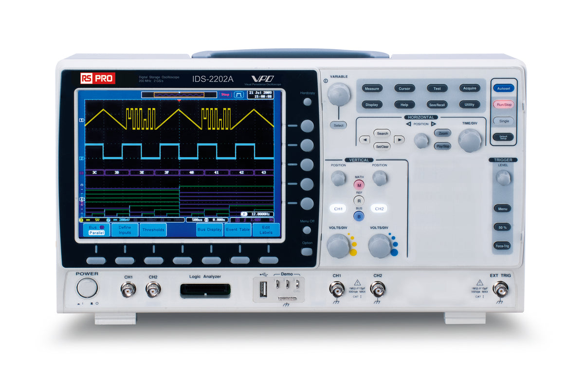 TieDex UK, 200 MHz Bench Oscilloscope, 2 Channels, UKAS