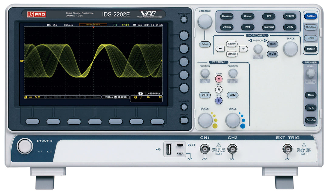 TieDex UK, 200 MHz Bench Oscilloscope, 2 Channels, UKAS