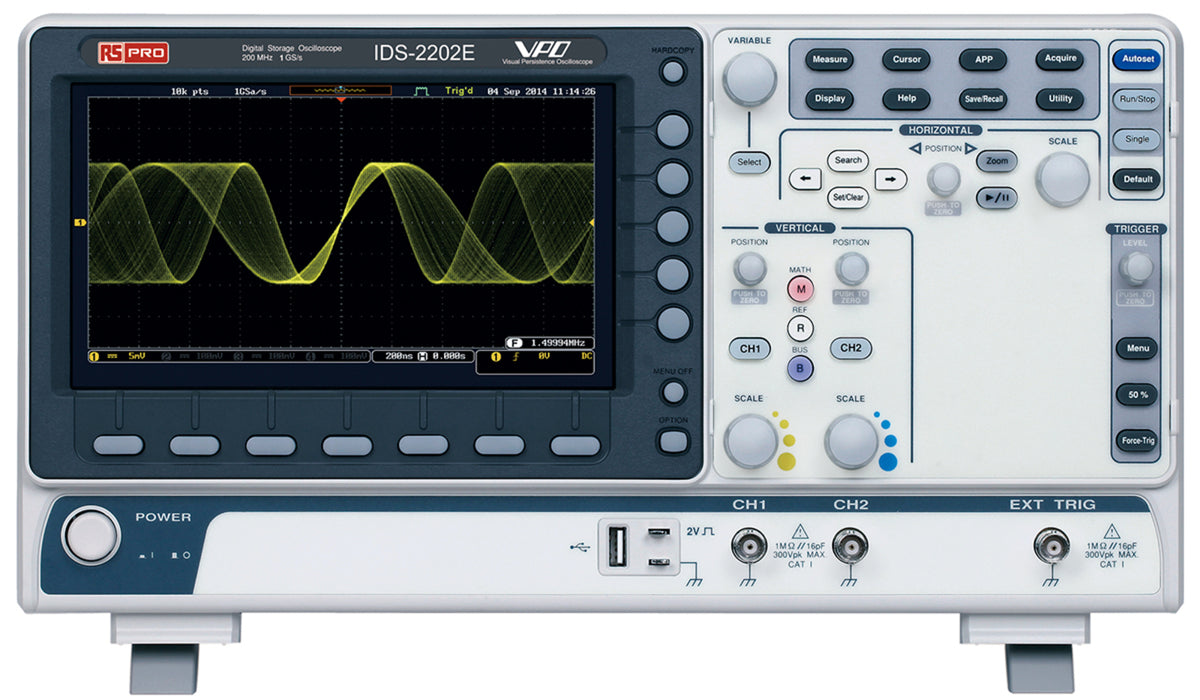 TieDex UK, 200 MHz Bench Oscilloscope, 2 Channels, UKAS
