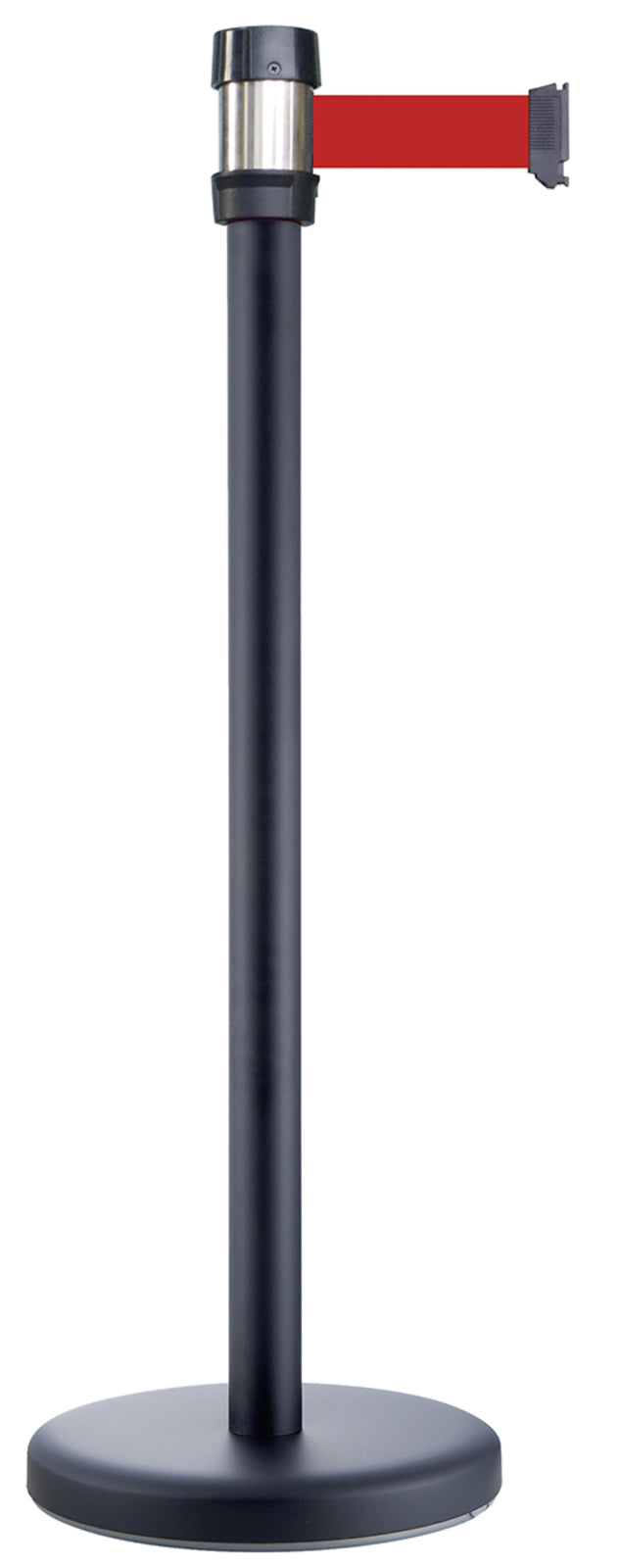 TieDex UK Black Strap Post, Red Tape, Polyester, Polypropylene, Retractable Barrier, 2 m