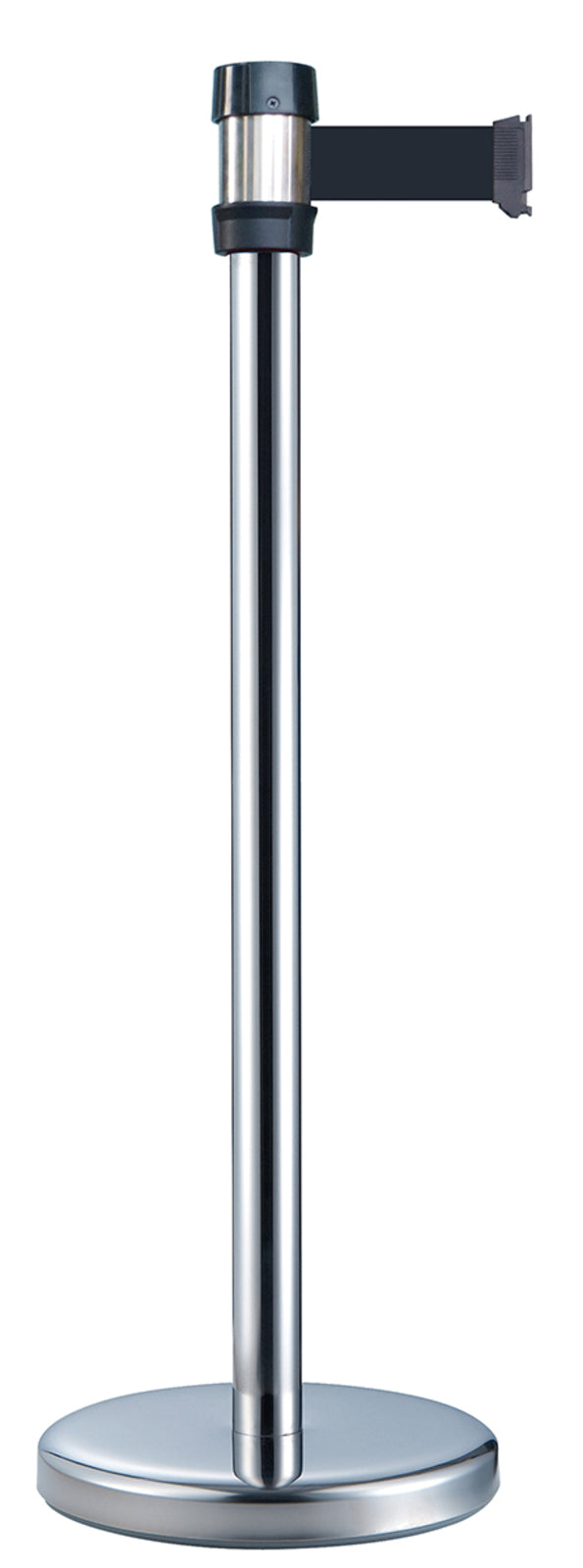 TieDex UK Silver Strap Post, Black Tape, Polyester, Polypropylene, Retractable Barrier, 2 m