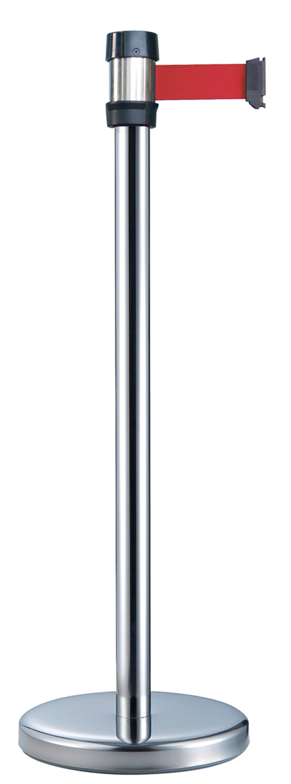 TieDex UK Silver Strap Post, Red Tape, Polyester, Polypropylene, Retractable Barrier, 2 m
