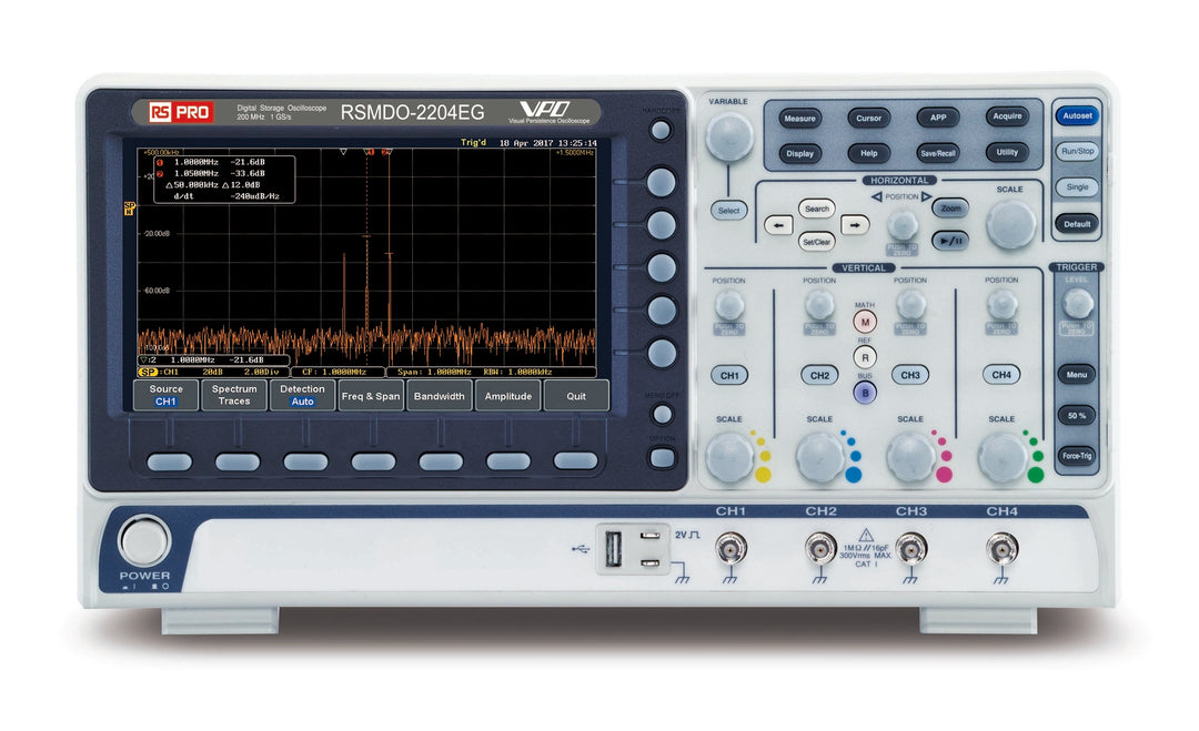 TieDex UK, 200 MHz Bench Oscilloscope, 4 Channels, RSCAL