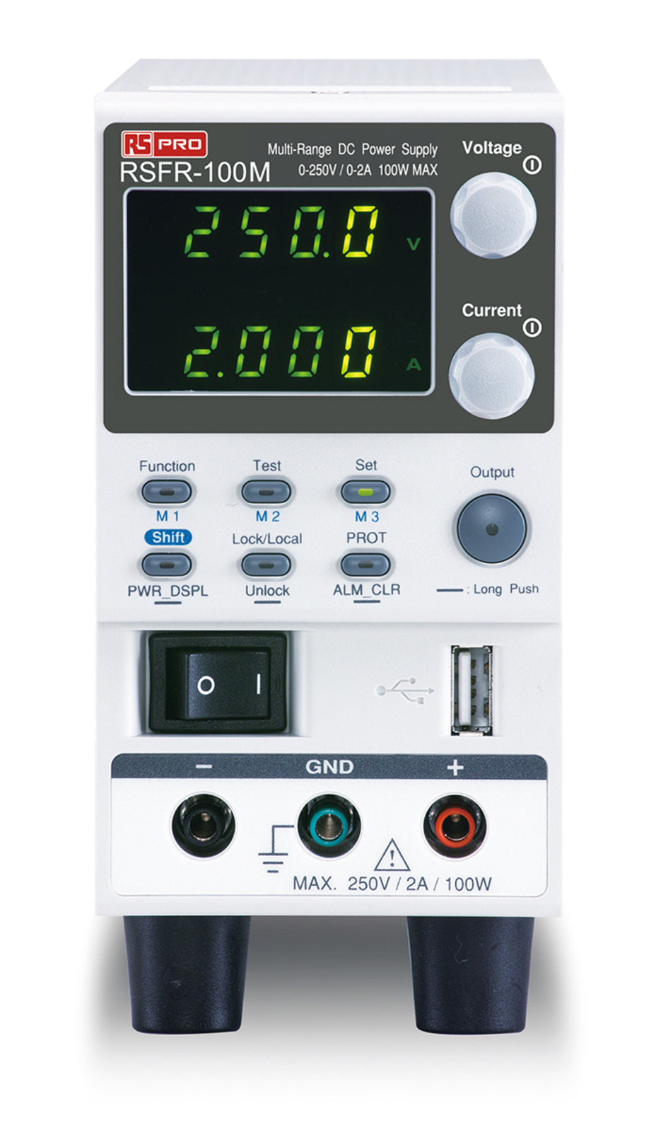 TieDex UK Digital Bench Power Supply, 1-Output 0 V to 250V, 100 W, 2 A Max, UKAS