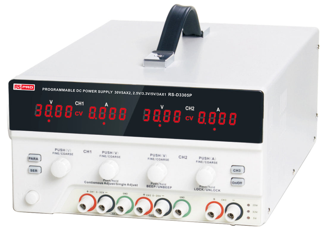 TieDex UK Digital Bench Power Supply, 3-Output 0 mV to 30V, 5 A Max, UKAS