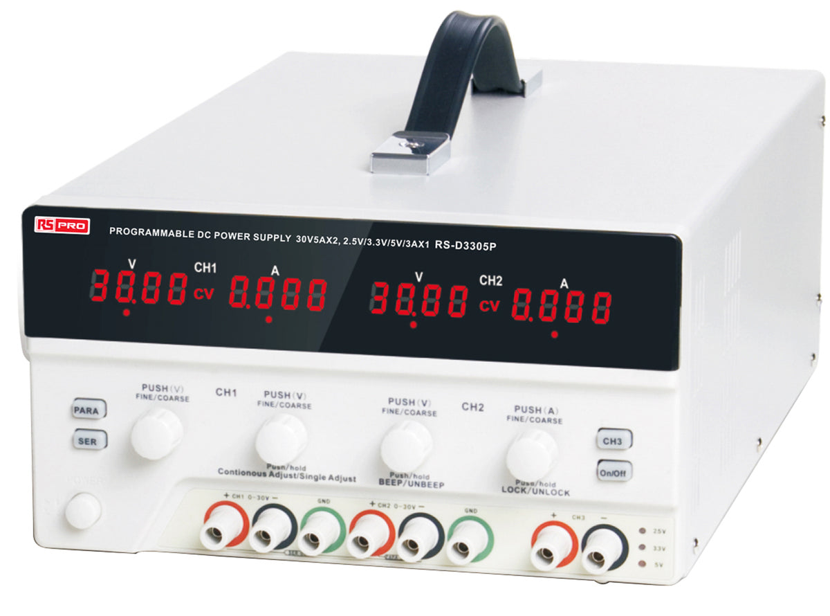 TieDex UK Digital Bench Power Supply, 3-Output 0 mV to 30V, 5 A Max, UKAS