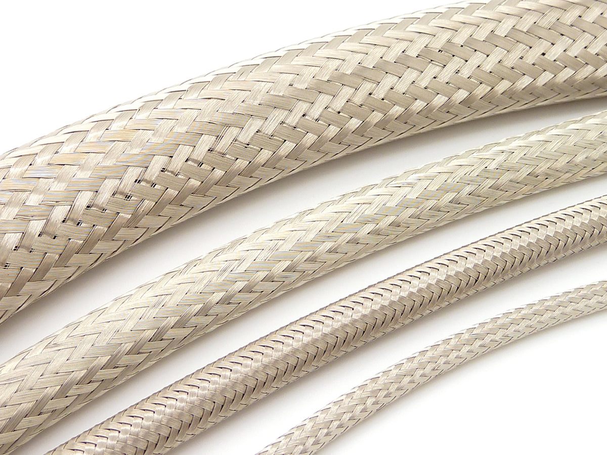 TieDex UK Expandable Braided Nickel Plated Copper Cable Sleeve, 100m Length 22 mm Cable Diameter