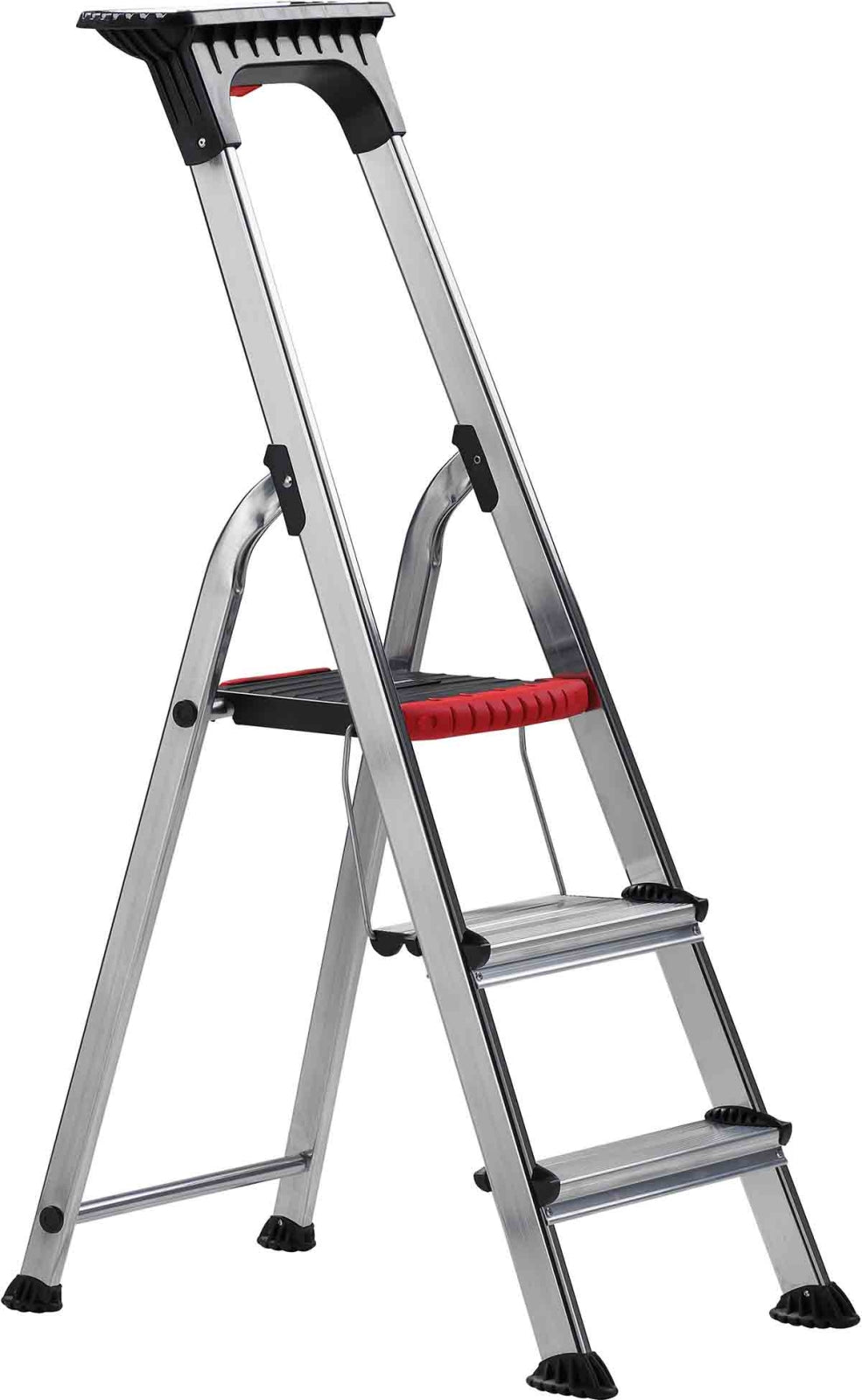 TieDex UK Aluminium 3 steps Step Ladder, 616mm platform height, 1.244 m open length