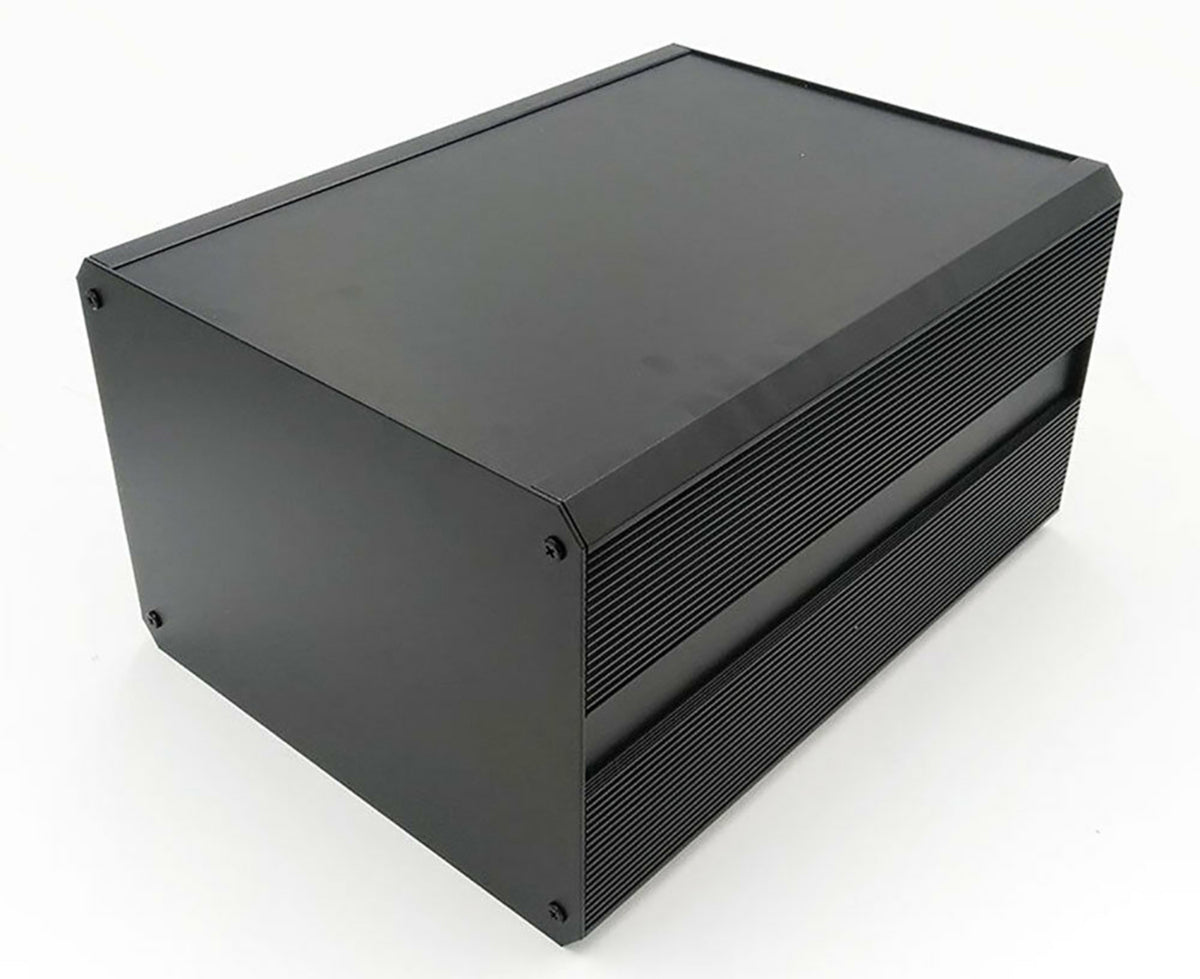 TieDex UK Black Black Lid Extruded Aluminium Heat Sink Case, IP40, 219 mm x 400 mm x 300 mm