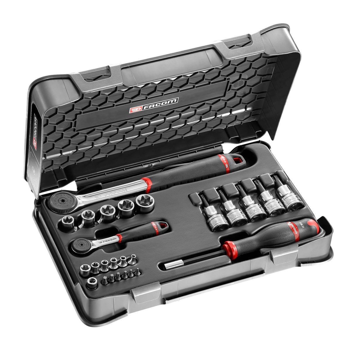 Facom 26-Piece 1/2 in;1/4 in Screwdriver bit, Torx Socket Set