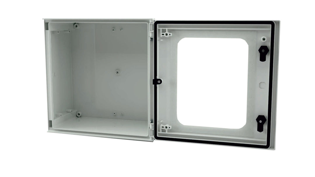 TieDex UK Fibreglass Reinforced Polyester Wall Box, IP66 Transparent Door, 400 mm x 400 mm x 200 mm