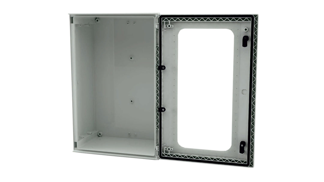 TieDex UK Fibreglass Reinforced Polyester Wall Box, IP66 Transparent Door, 500 mm x 400 mm x 200 mm