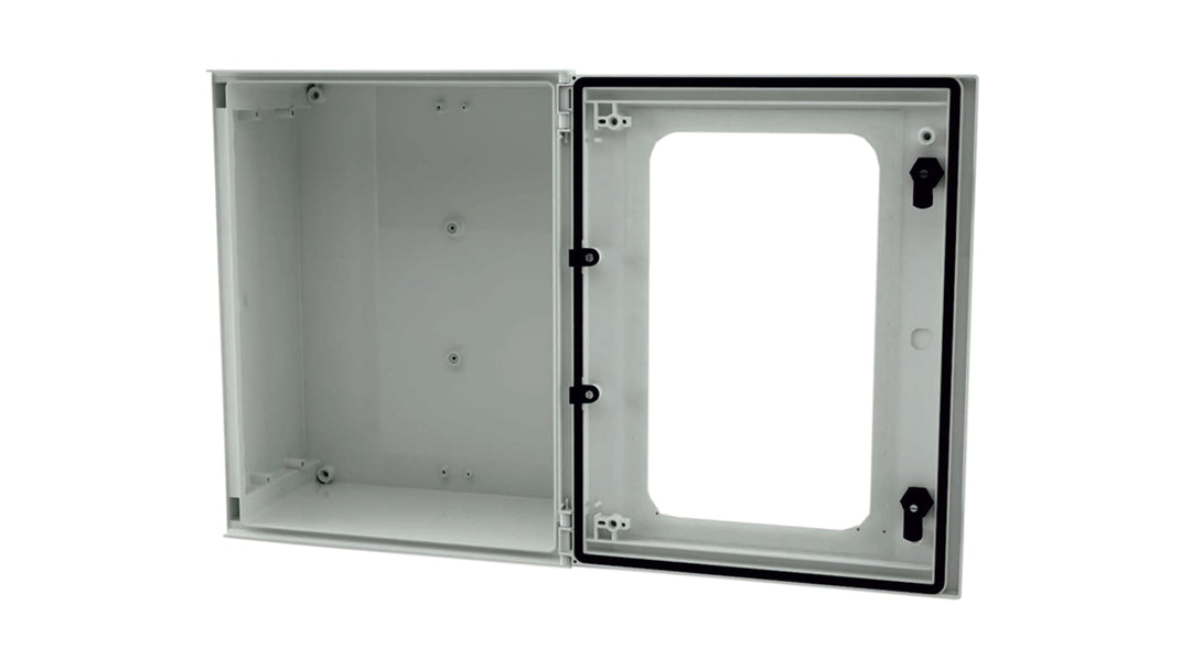 TieDex UK Fibreglass Reinforced Polyester Wall Box, IP66 Transparent Door, 600 mm x 400 mm x 230 mm
