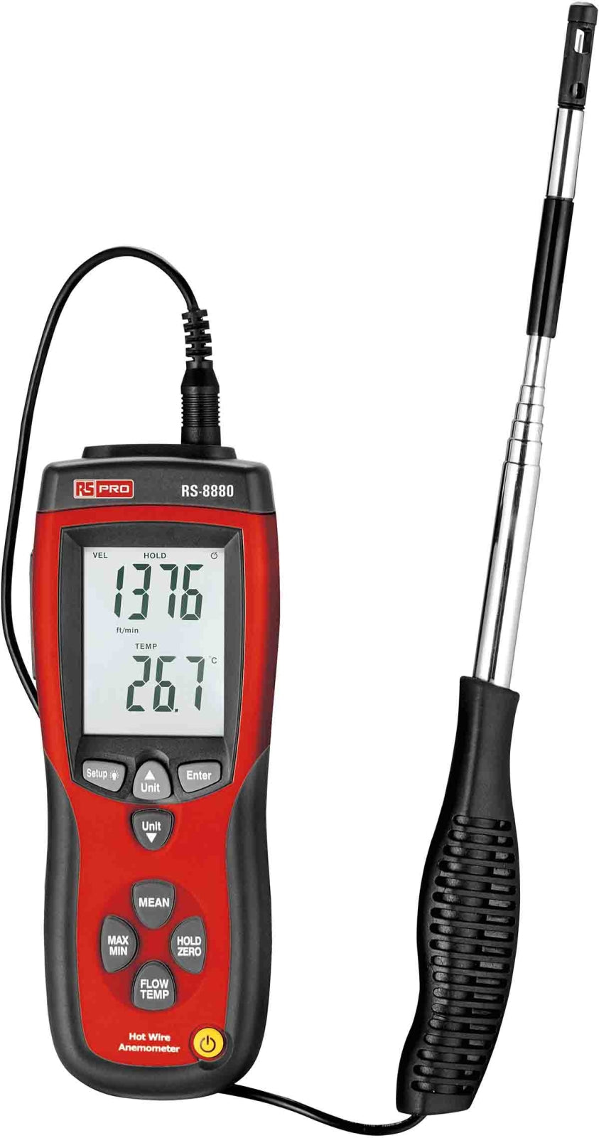 TieDex UK DT-8880 Anemometer, Measures Air Flow, Air Velocity, Temperature, 25 m/s