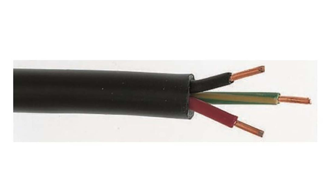 TieDex UK 3 Core Power Cable, Yellow, Brown, Green 90 °C Polyvinyl Chloride