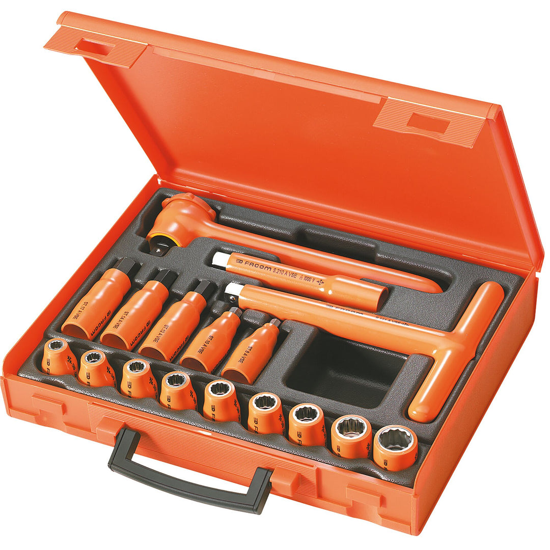 Facom 17-Piece 1/2 in 12 Point Insulated Tool Set VDE/1000V Approved