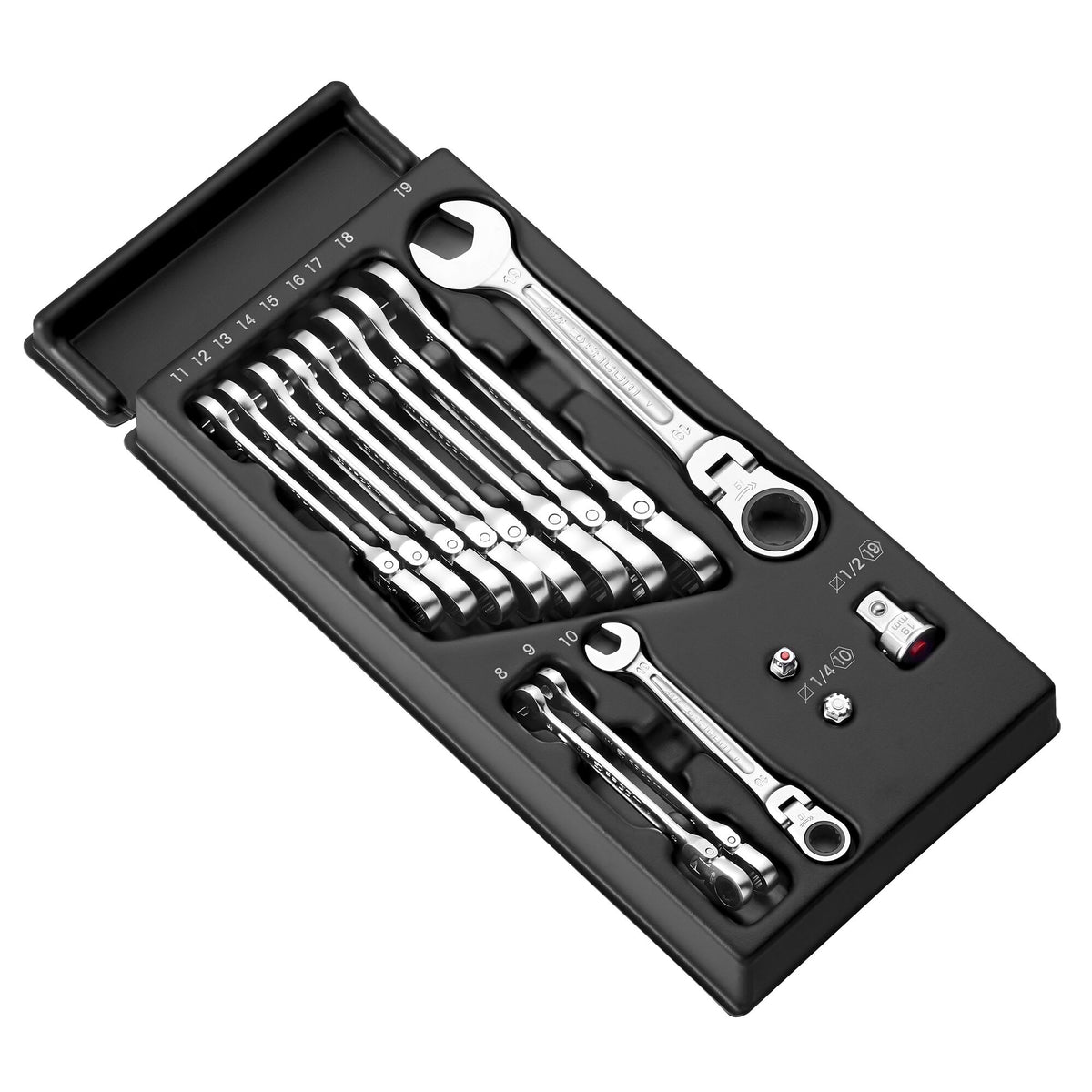 Facom 12-Piece Ratchet Spanner Set, 8-19 mm