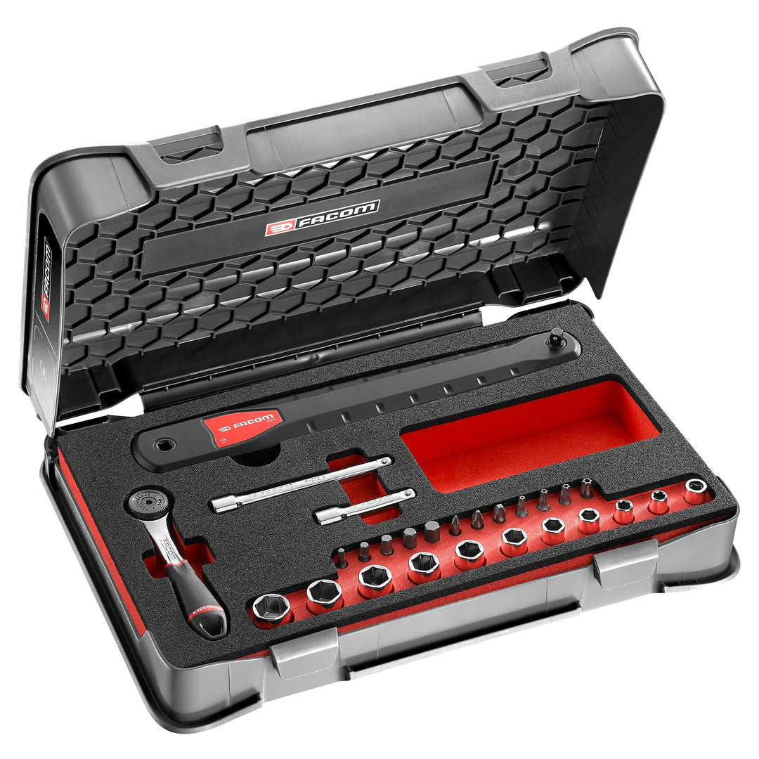 Facom 27-Piece 1/4 in 6 Point Extension Wrench &amp; Socket Set