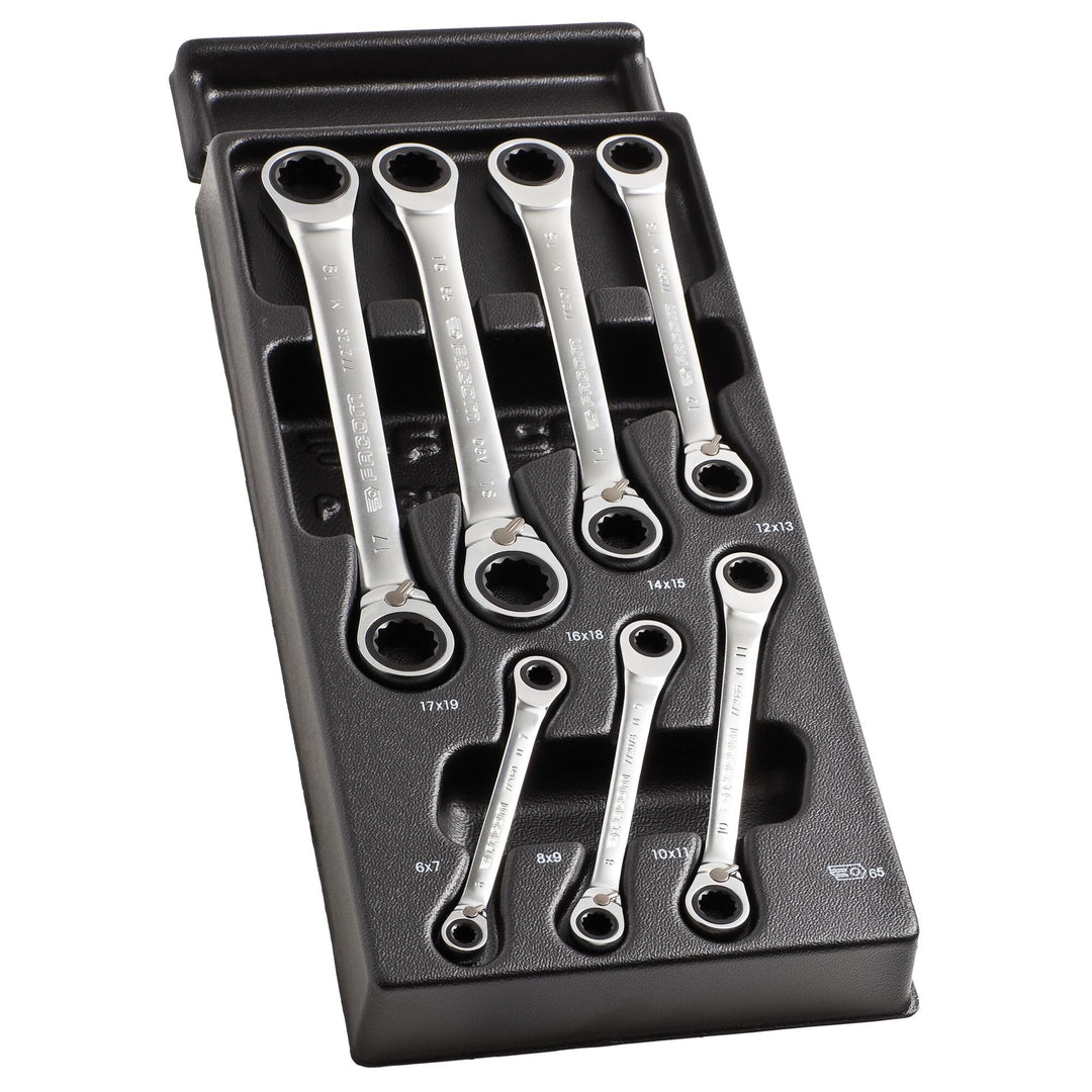 Facom 7-Piece Ring Spanner Set, 13 in, 9 in, 17 in, 7 in, 15 in, 12 in, 10 in, 16 in, 19 in, 11 in, 8 in, 18 in, 6 in