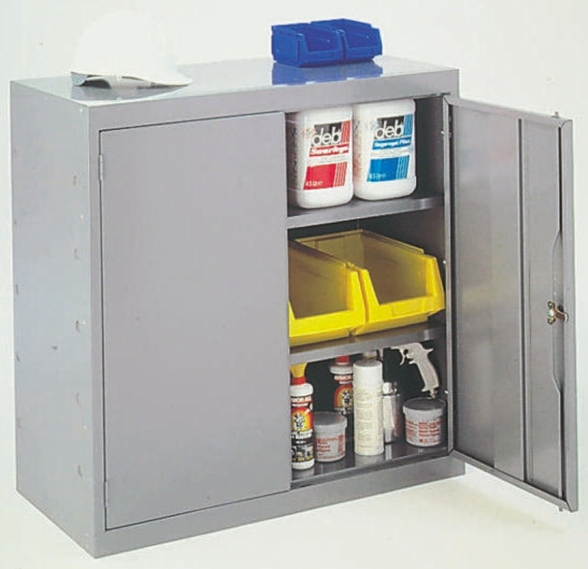 TieDex UK 2 Door Mild Steel Grey Tool Locker, 984 mm x 915 mm x 505 mm