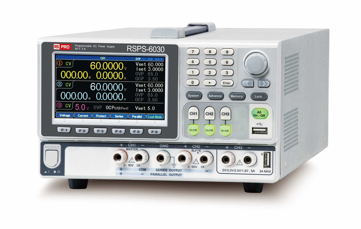 TieDex UK Analogue Bench Power Supply, 3-Output 0 V to 30V, 385 W, 6 A Max, UKAS