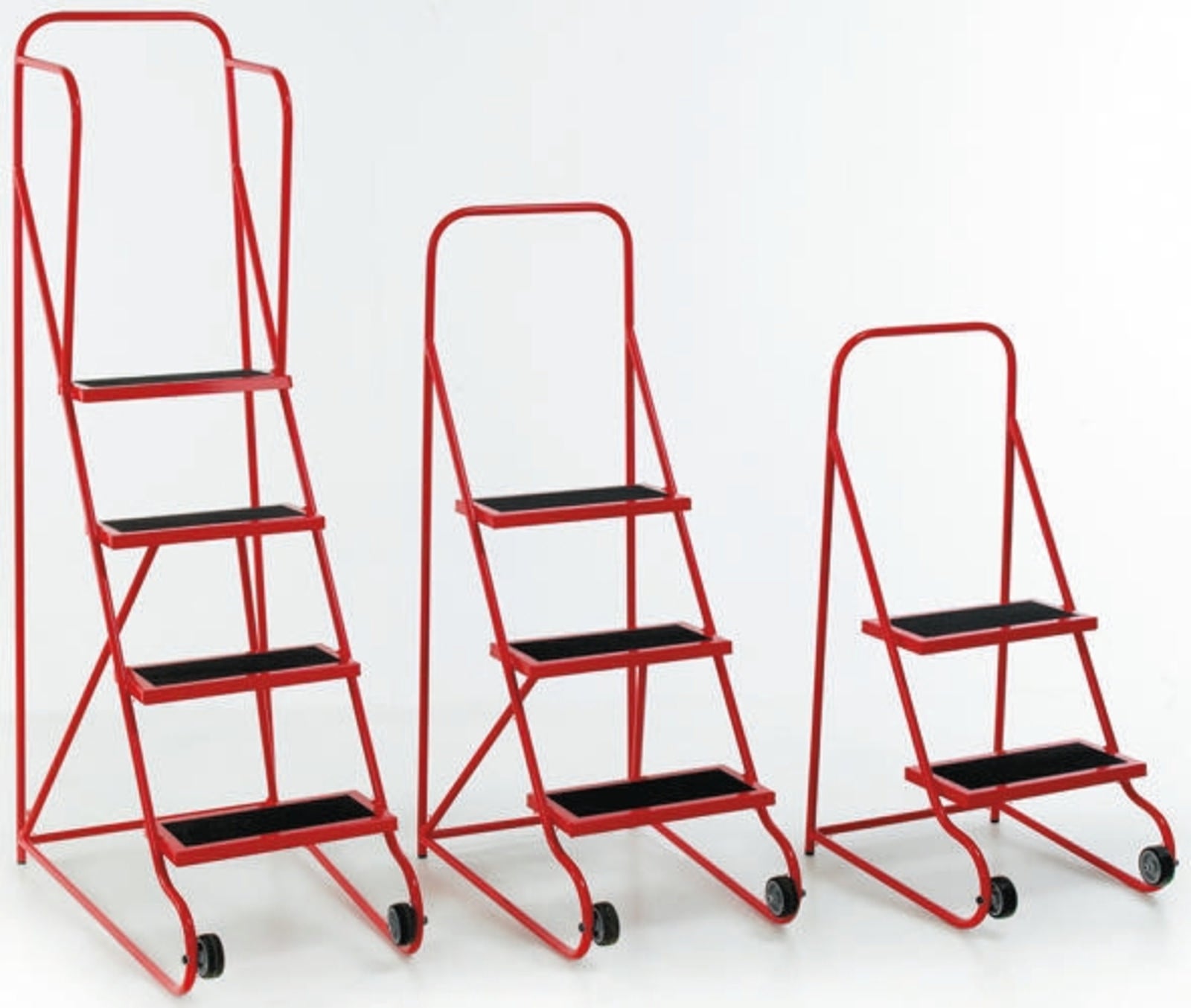 TieDex UK 2 Tread Steel, Rubber Steps 0.5m Platform Height, Red