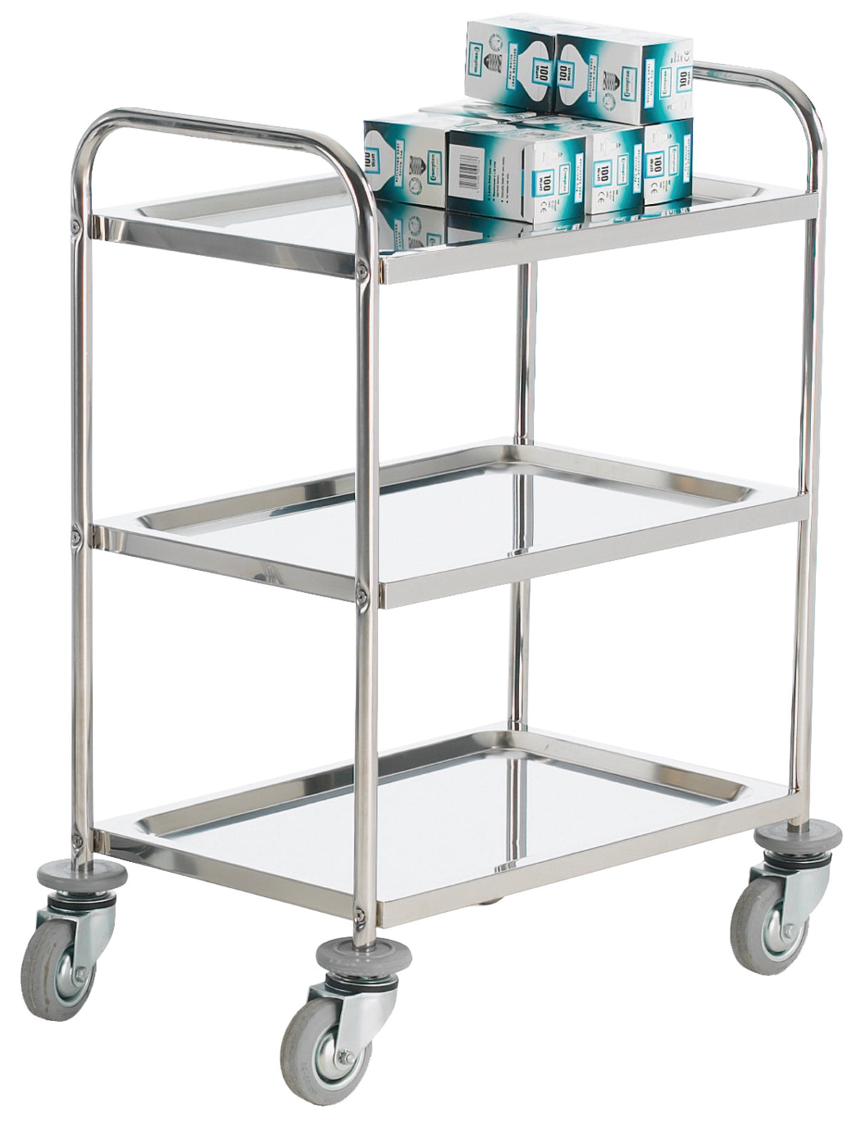 TieDex UK 3 Stainless Steel Non-Marking, Swivel Trolley, 610 mm, 100 kg Load, 410 mm