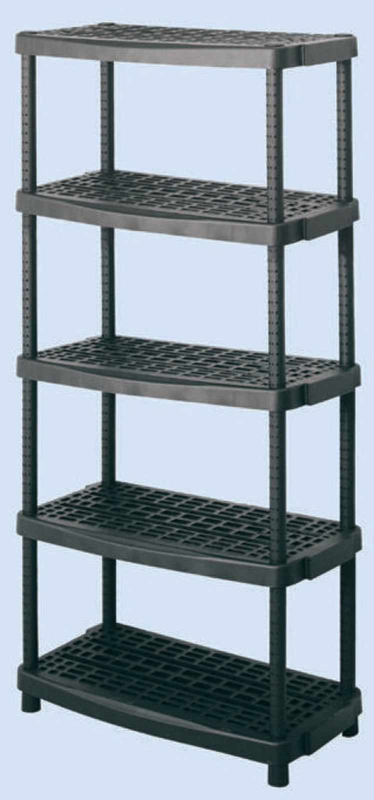 TieDex UK Black 5 Shelf Polypropylene Shelving System, 1.89 m x 930mm, 453 mm, 70 kg Load