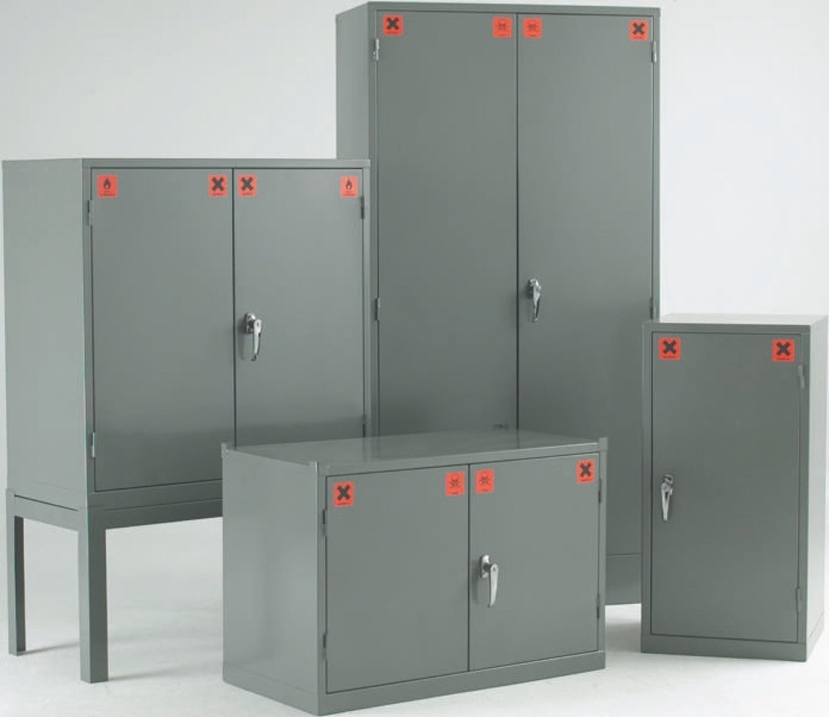 TieDex UK Grey Steel Lockable 2 Door Hazardous Substance Cabinet, 915 mm x 915mm x 457 mm