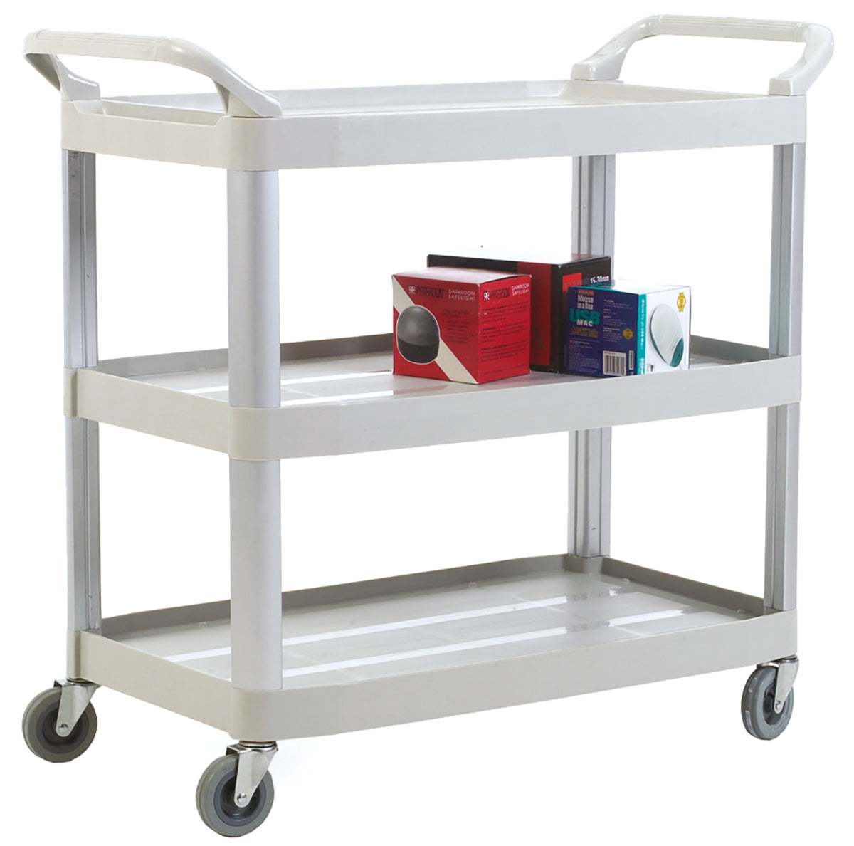 TieDex UK 3 Plastic Non-Marking, Swivel Trolley, 850 mm, 120 kg Load, 492 mm