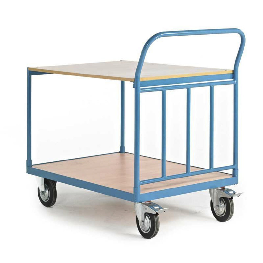 TieDex UK Flatbed Wood Platform Trolley, 400 kg Load, 1.05 m 1.05m, 700 mm