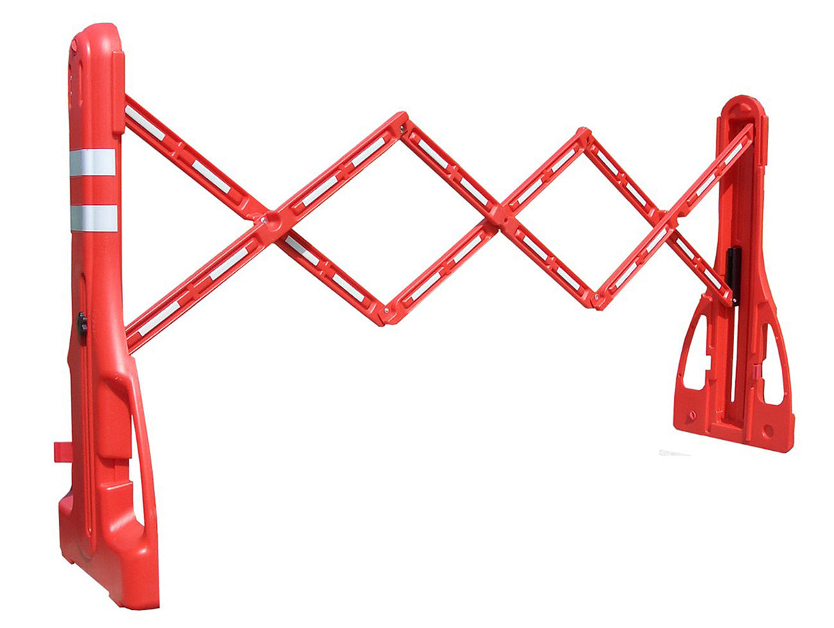 TieDex UK White, Red Safety Barrier, Polypropylene, Folding Barrier
